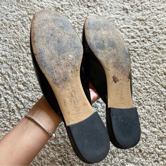 Salvatore Ferragamo  Patent Leather Black Flats Made in Italy Size 7.5 - Picture 12 of 12